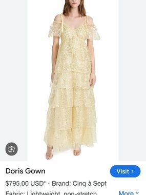 cinq a sept Yellow Tiered Sequin Maxi Gown